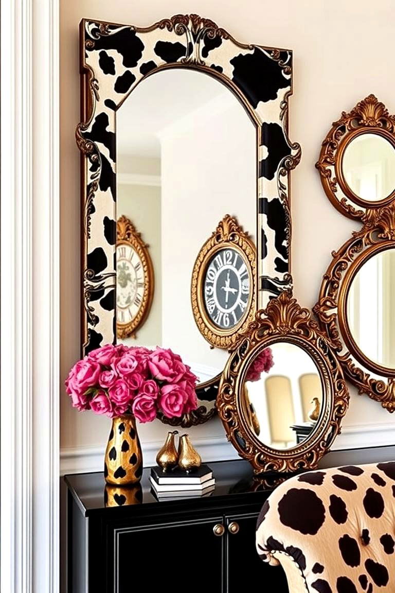 Cow Print Decorative Mirrors - 24 Cow Print Room Decor Ideas