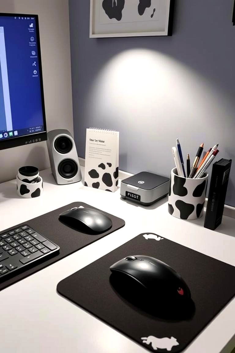 Cow Print Desk Accessories - 24 Cow Print Room Decor Ideas