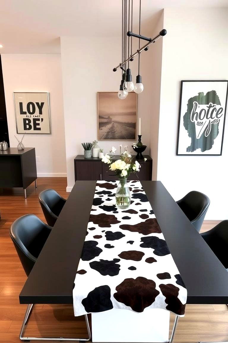 Cow Print Table Runners - 24 Cow Print Room Decor Ideas