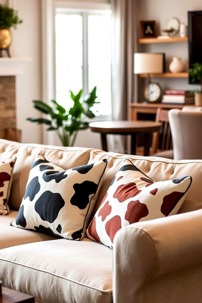 Cow Print Throw Pillows - 24 Cow Print Room Decor Ideas