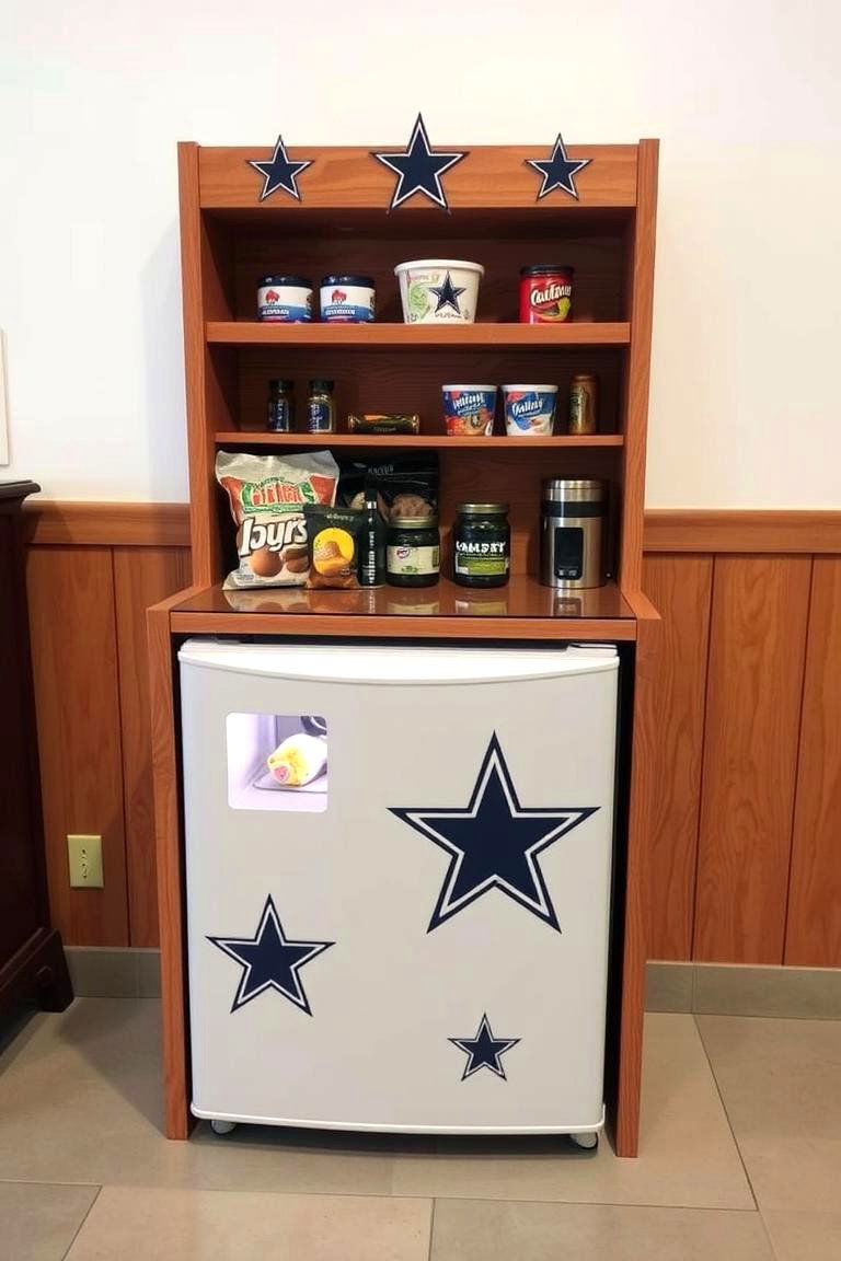Cowboys Themed Mini Fridge and Snack Station - 24 Dallas Cowboys Man Cave Ideas