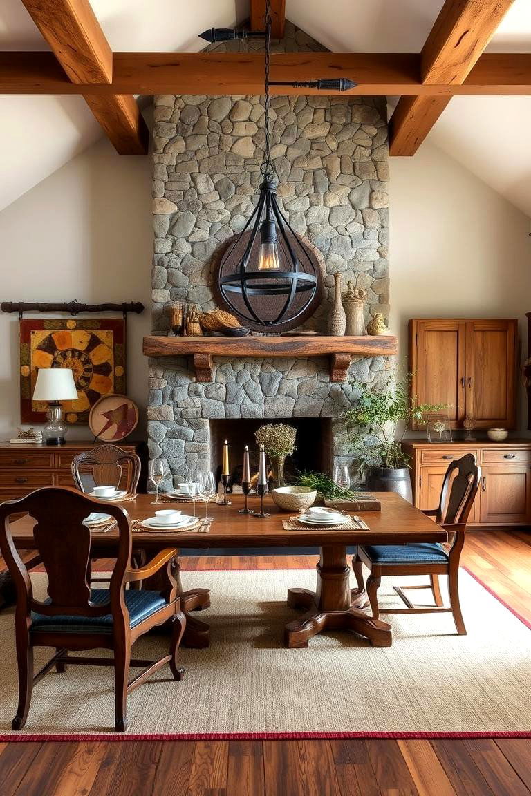 Cozy Ambiance with Rustic Charm - 24 Dining Room With Fireplace