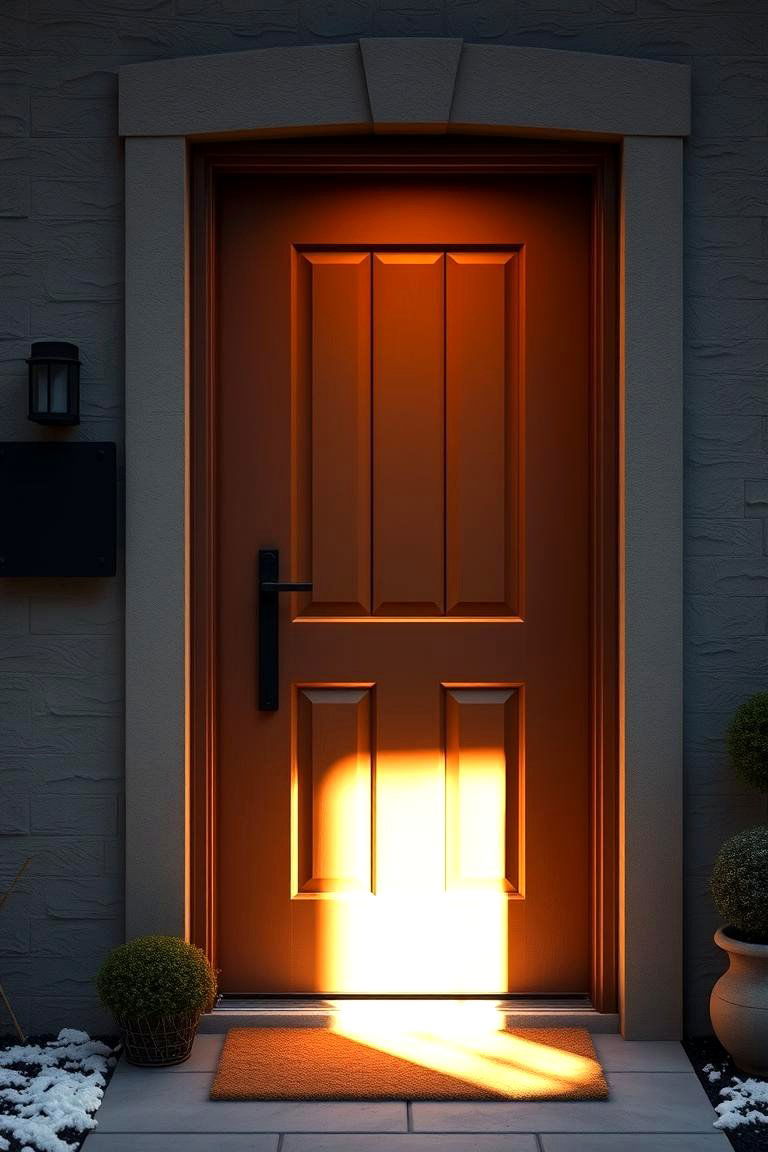 Cozy Appeal with Warm Ambient Lighting - 24 Brown Front Door Ideas