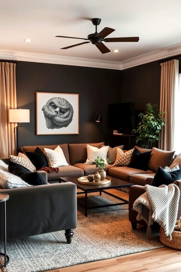 Cozy Black Chic - 24 Black Living Room Ideas