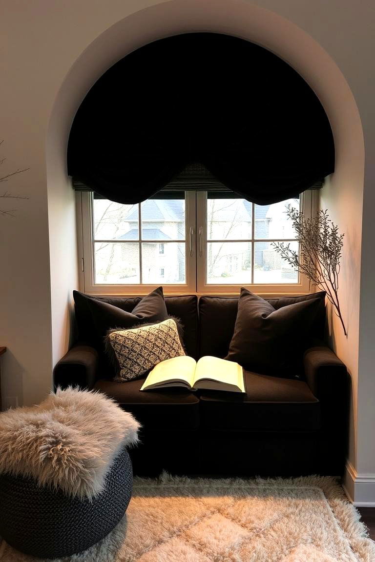 Cozy Black Reading Nook - 24 Black Room Ideas