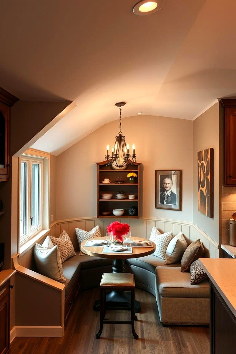 Cozy Breakfast Nook Under the Slopes - 24 Sloped Ceiling Kitchen Ideas