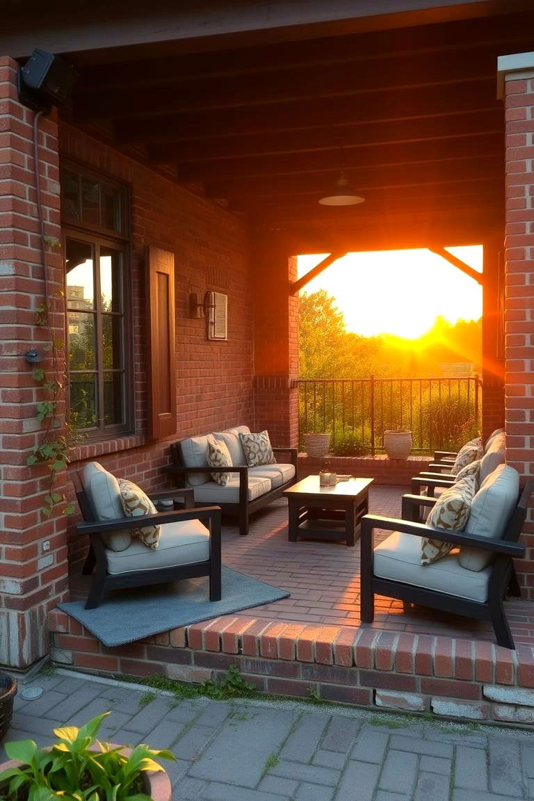 Cozy Brick Outdoor Seating Area - 24 Brick Landscaping Ideas