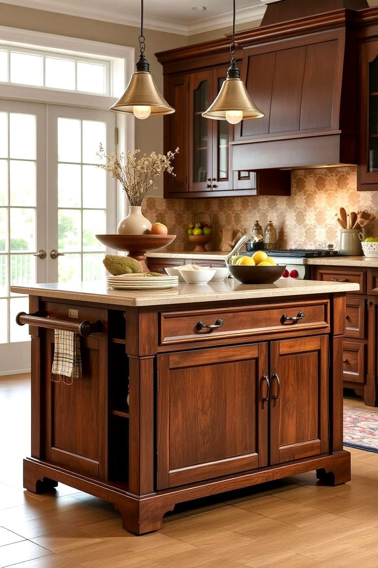 Cozy Brown Kitchen Island - 24 Brown Kitchen Ideas