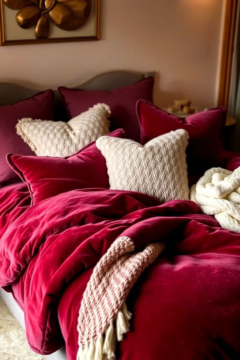 Cozy Burgundy Bedding - 24 Burgundy Bedroom Ideas
