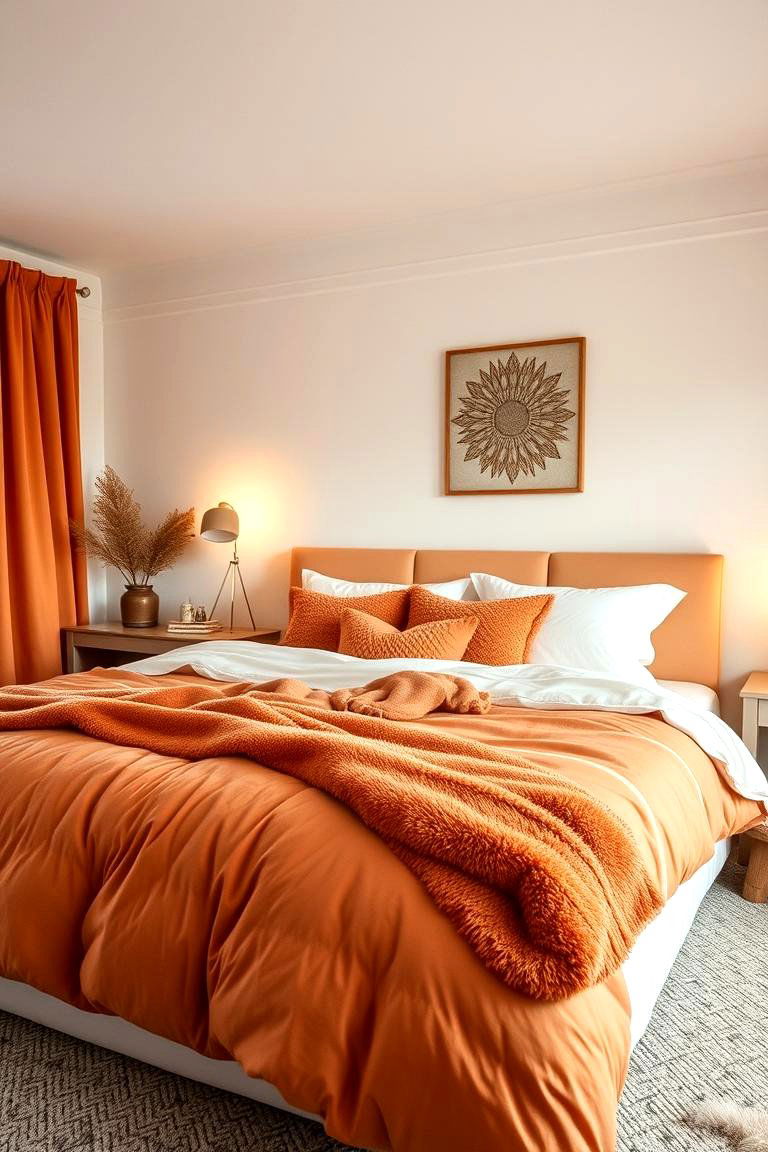 Cozy Burnt Orange Bedding Palette - 24 Burnt Orange Bedroom Ideas