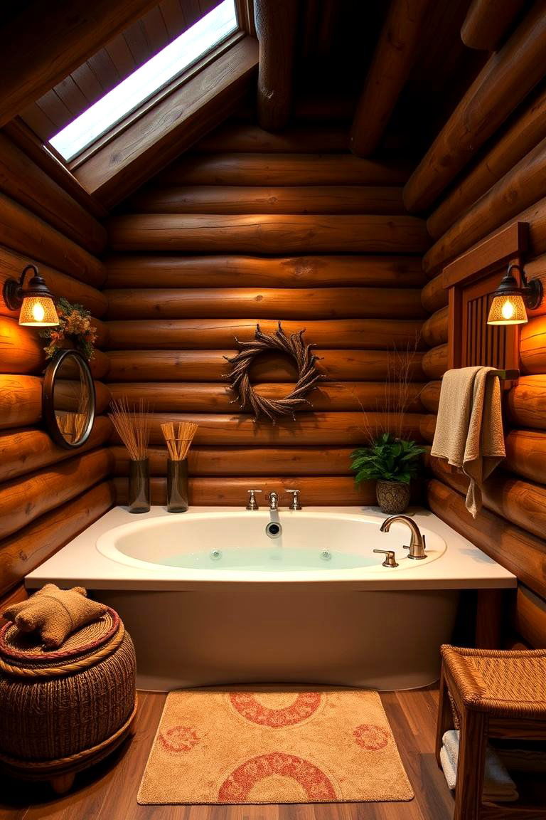 Cozy Cabin Soaking Tub Experience - 24 Log Cabin Bathroom Ideas