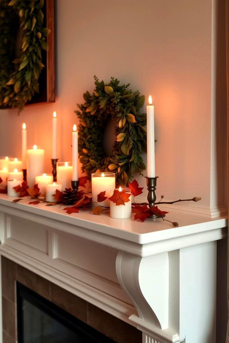 Cozy Candle Displays - 24 Fall Mantel Decor Ideas