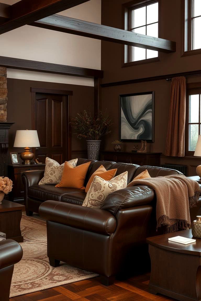 Cozy Chocolate Brown Living Room - 24 Monochromatic Living Room Ideas