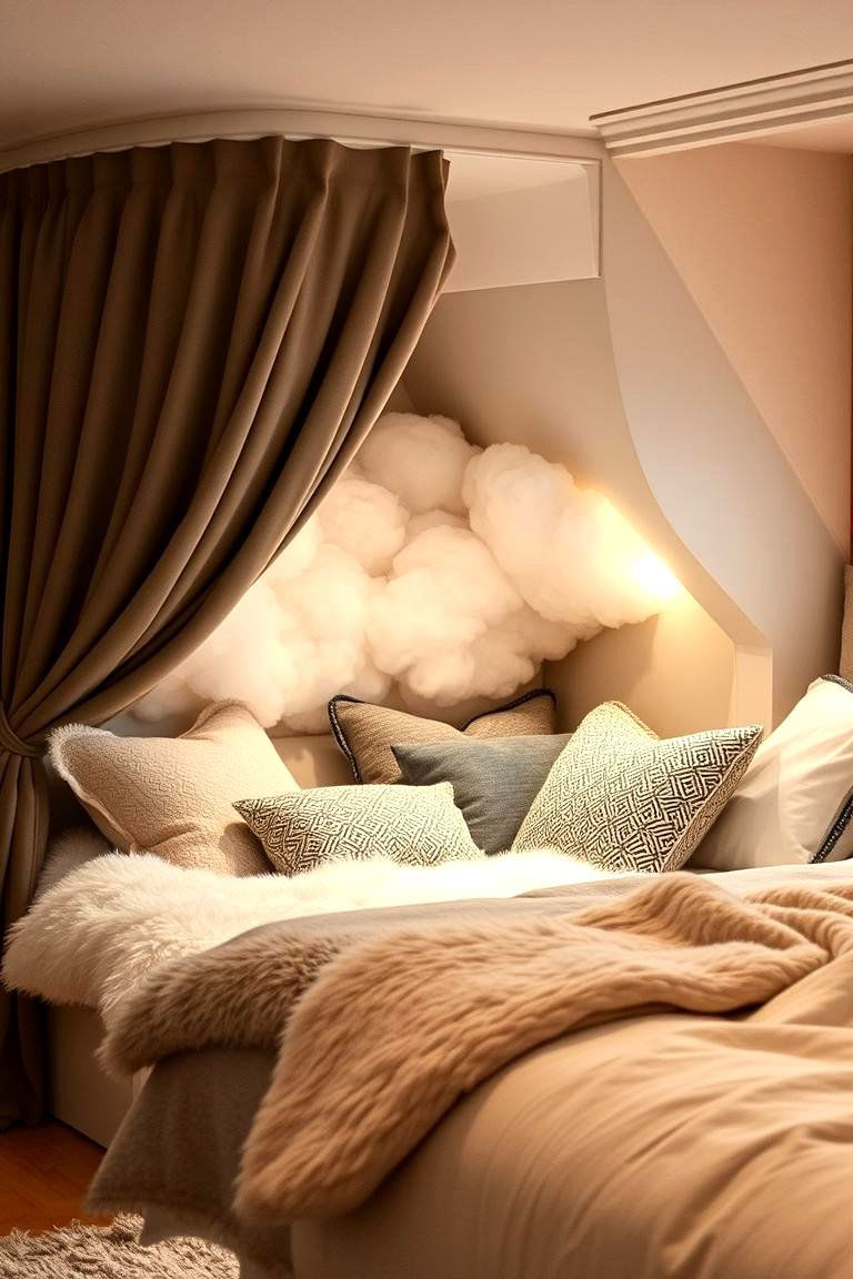 Cozy Cloud Reading Nook - 24 Cloud-Themed Bedroom Ideas