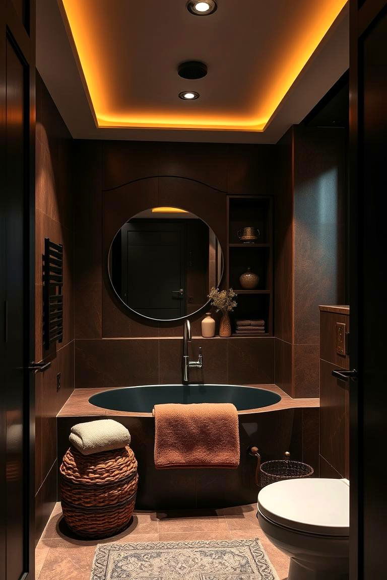 Cozy Comfort with Black and Brown Accents - 24 brown and black bathroom ideas