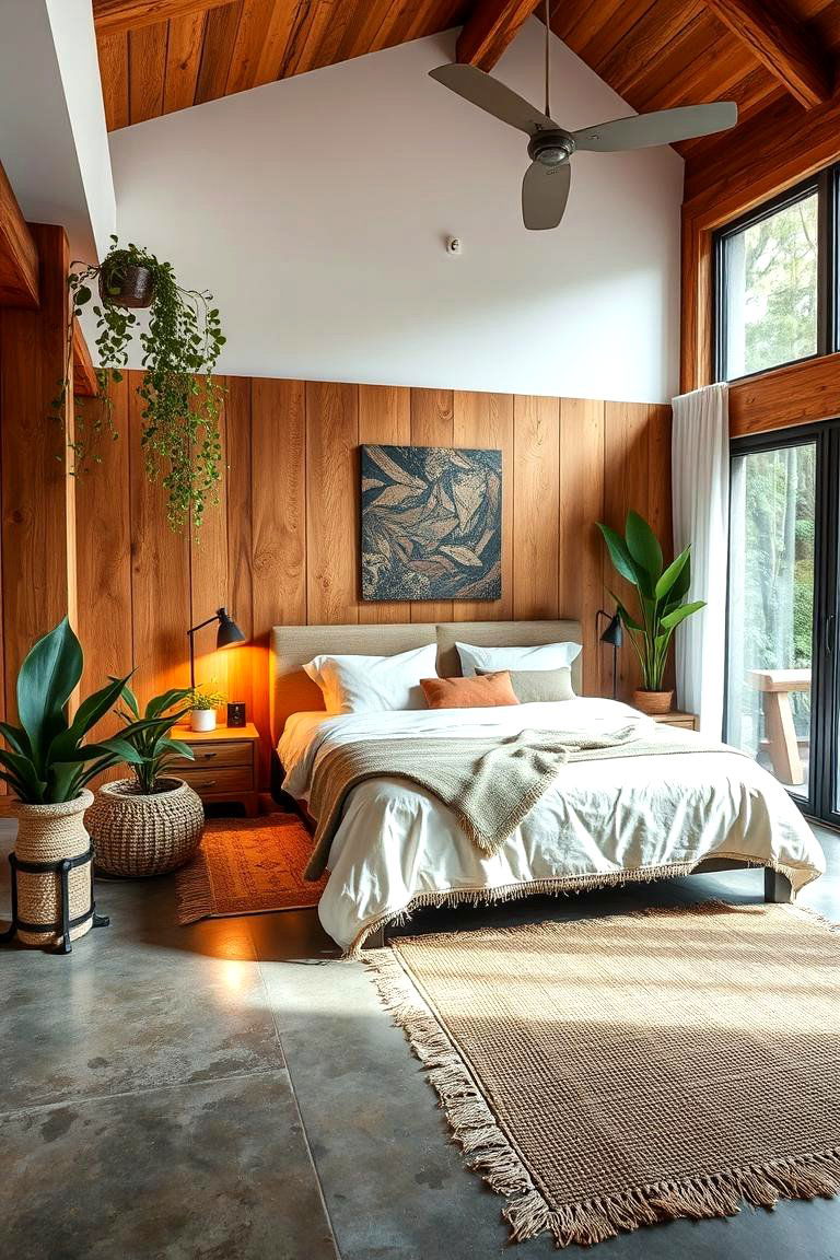 Cozy Concrete Floor Bedroom with Natural Elements - 24 Concrete Floor Bedroom Ideas