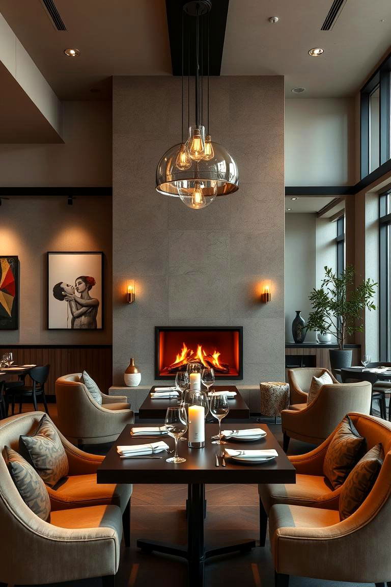 Cozy Contemporary Dining - 24 Dining Room With Fireplace Ideas