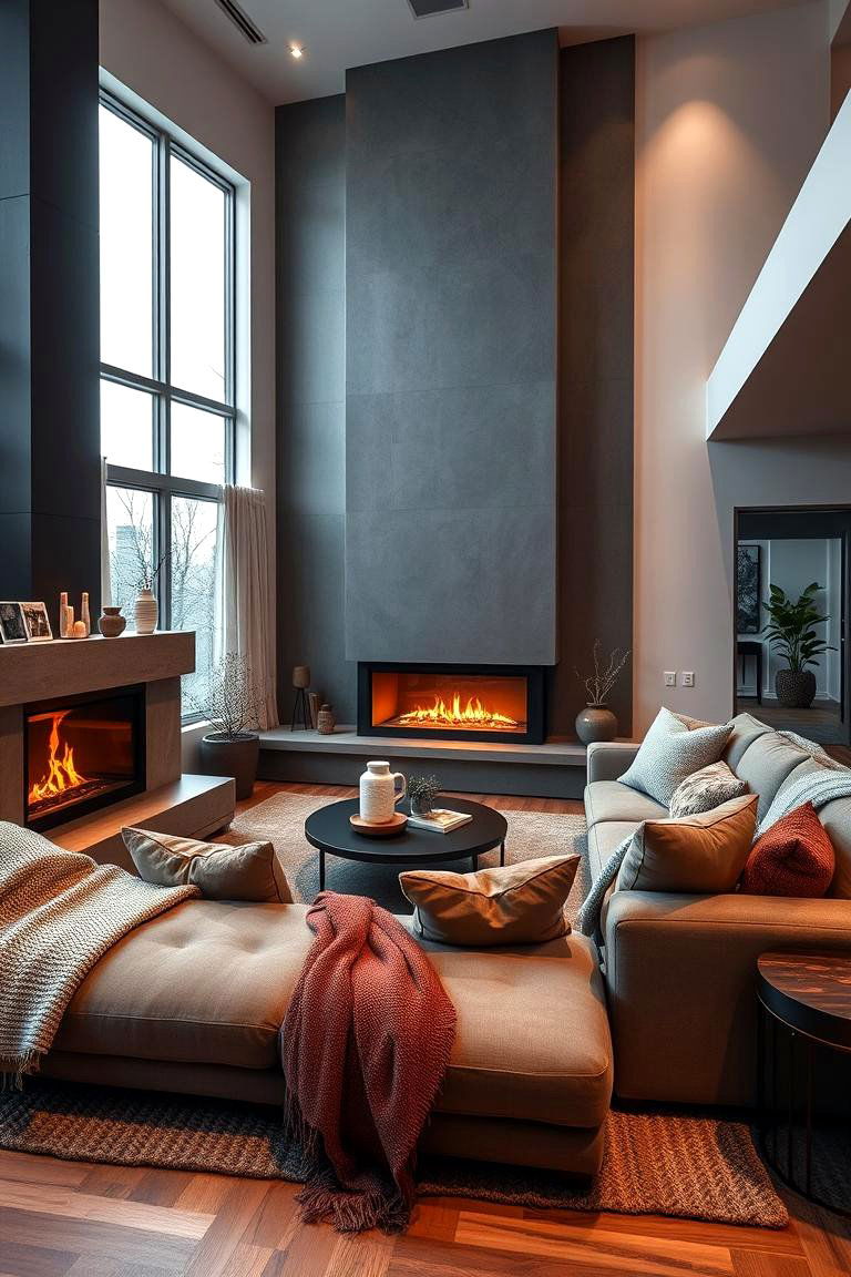 Cozy Contemporary Retreat - 24 Living Room Ideas With Sectionals and Fireplace