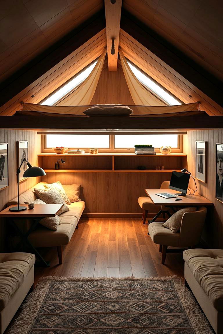 Cozy Convertible Loft Office - 24 Loft Office Ideas