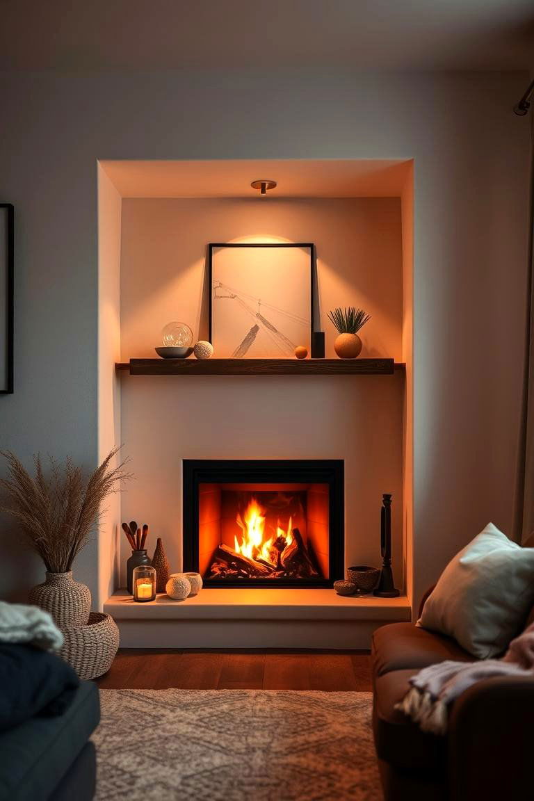 Cozy Corner Nook Fireplace - 24 Scandinavian Fireplace Ideas