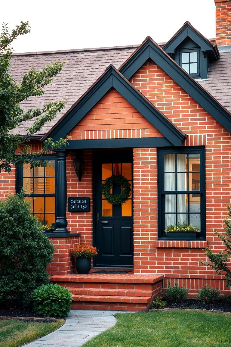 Cozy Cottage Charm - 24 Red Brick House with Black Trim Design Ideas