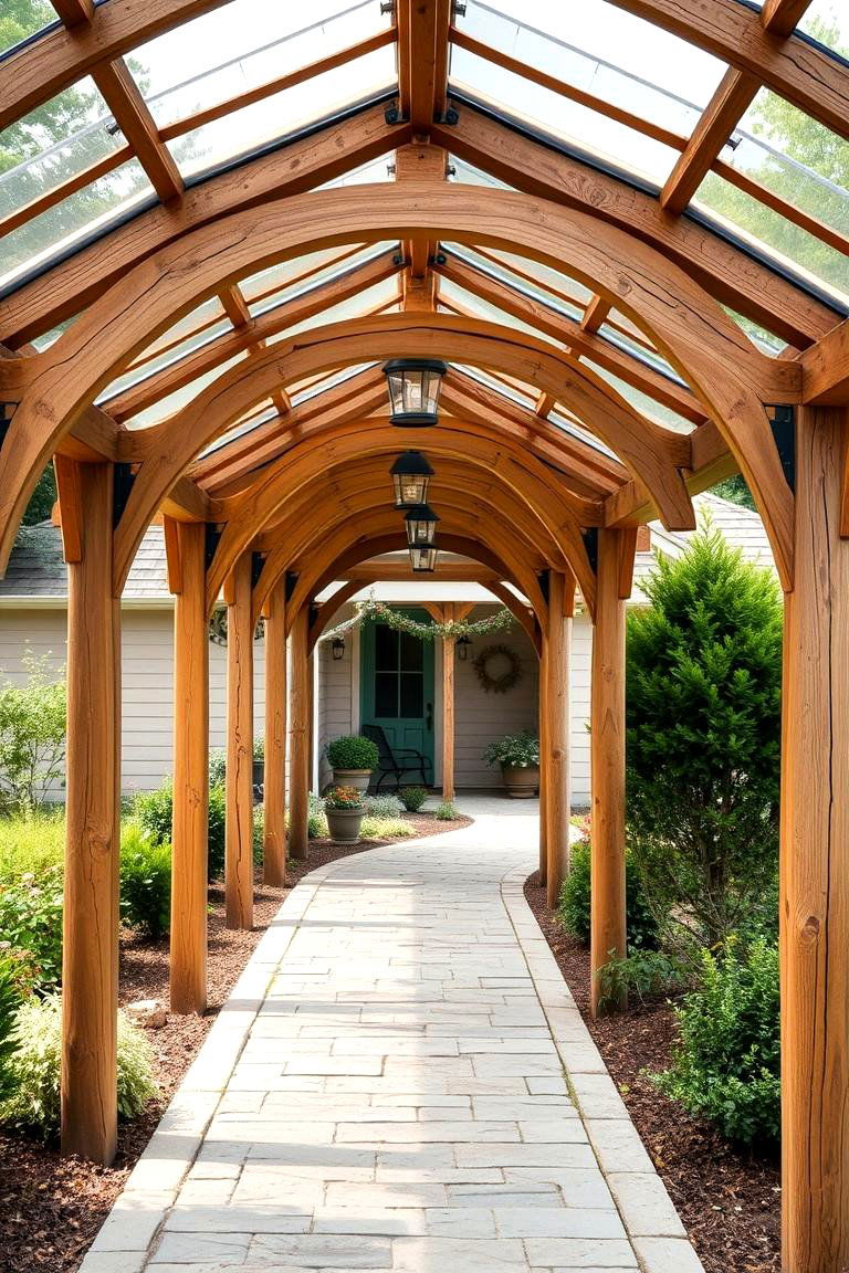 Cozy Cottage Style Covered Walkway - 24 Covered Walkway Ideas