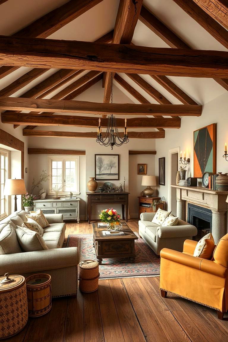 Cozy Country Living - 24 Exposed Beam Living Room Ideas