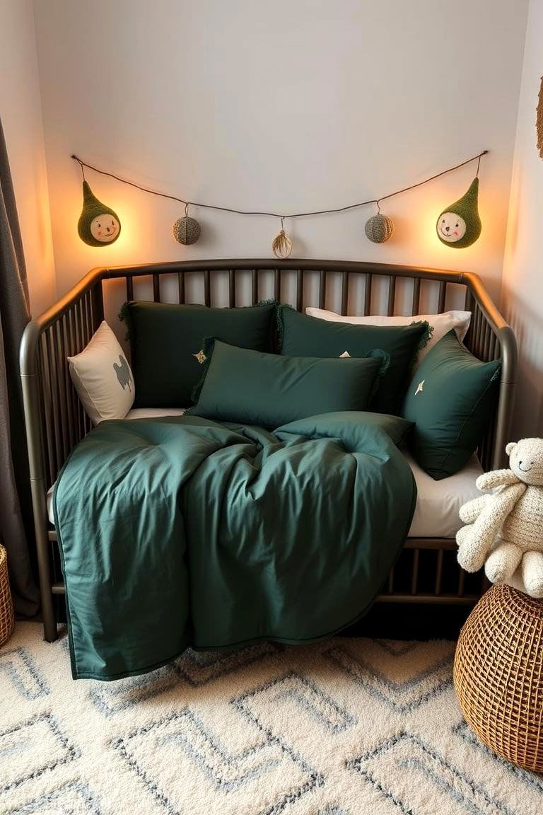 Cozy Dark Green Bedding Sets - 24 Dark Green Nursery Ideas