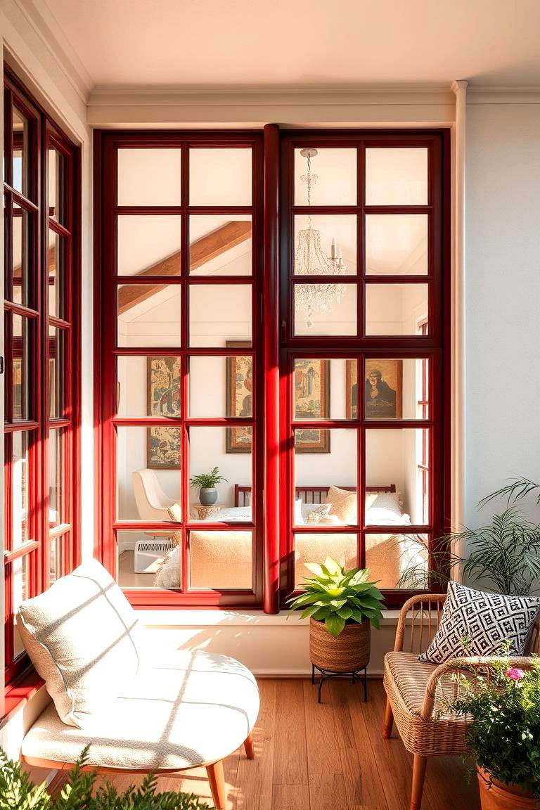 Cozy Dark Red Window Frames - 24 Dark Red House Exterior Ideas