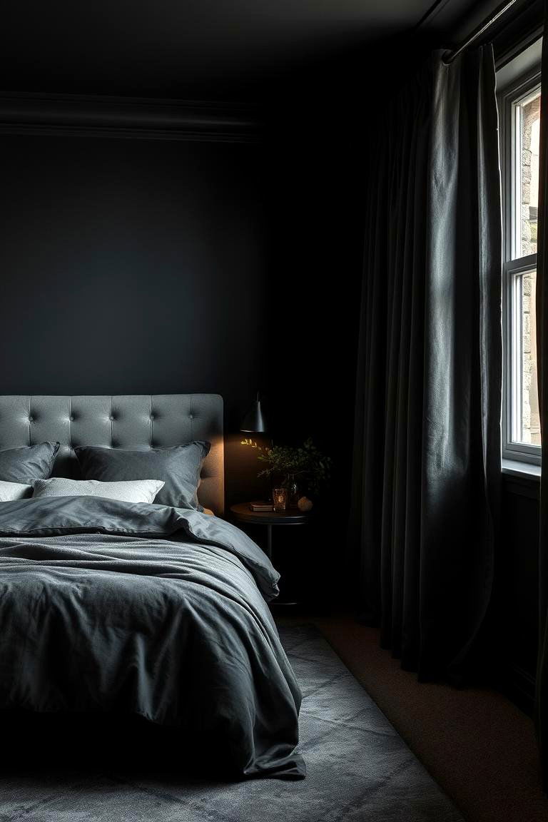 Cozy Dark Walls Basement Bedroom - 24 Basement Bedroom Ideas