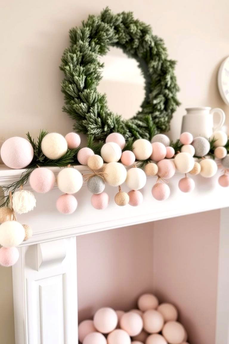Cozy Felt Ball Garland - 24 Mantel Garland Ideas