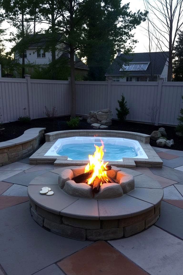 Cozy Fire Pit Ambiance - 24 Hot Tub Landscaping Ideas