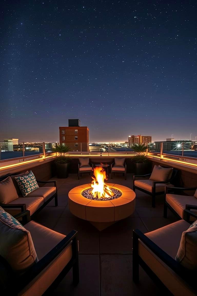 Cozy Fire Pit Lounge - 24 Rooftop Deck Ideas