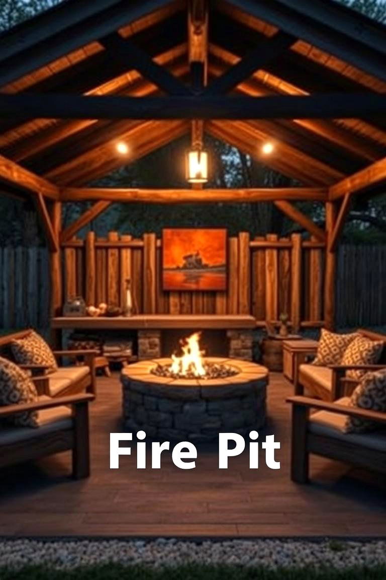 Cozy Fire Pit Pavilion - 24 Outdoor Pavilion Ideas
