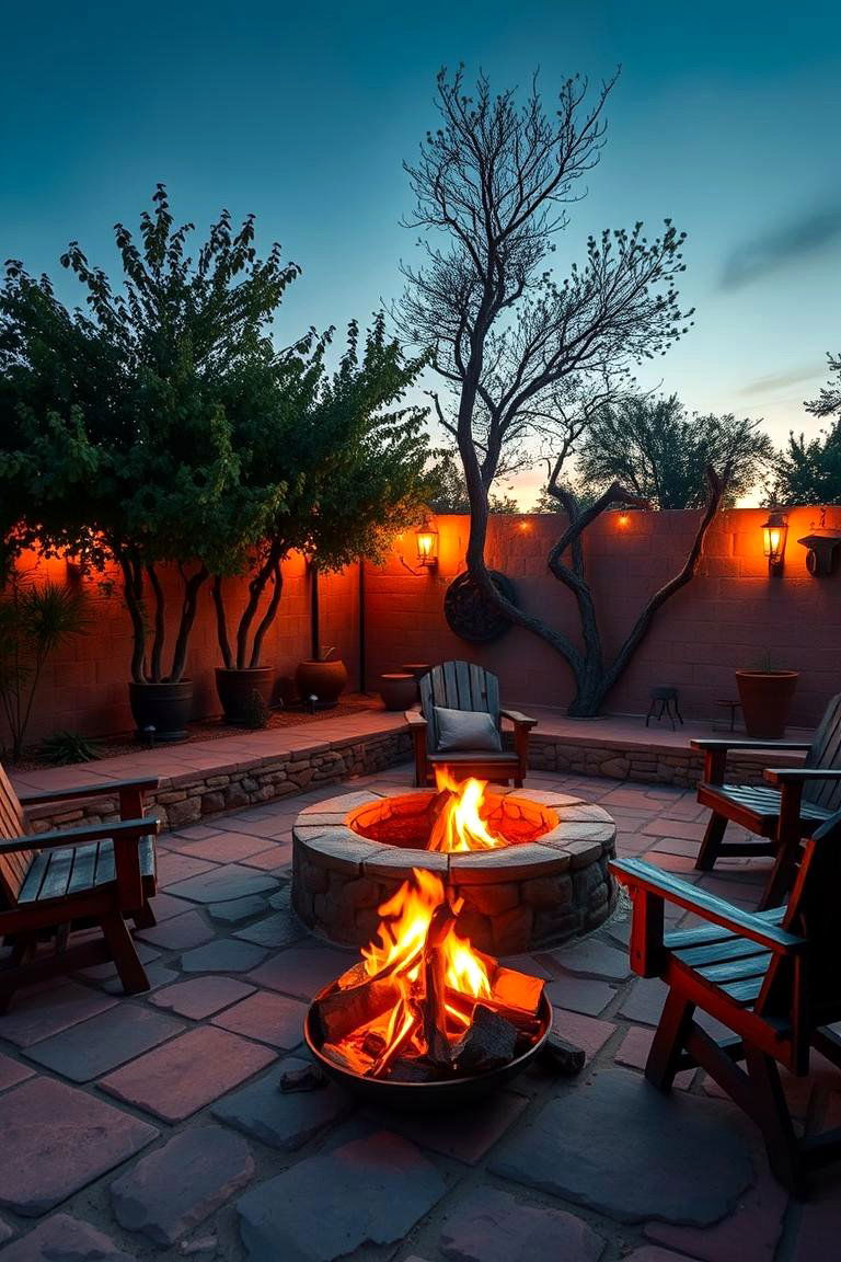 Cozy Fire Pit with Rustic Seating - 24 spanish style patio ideas