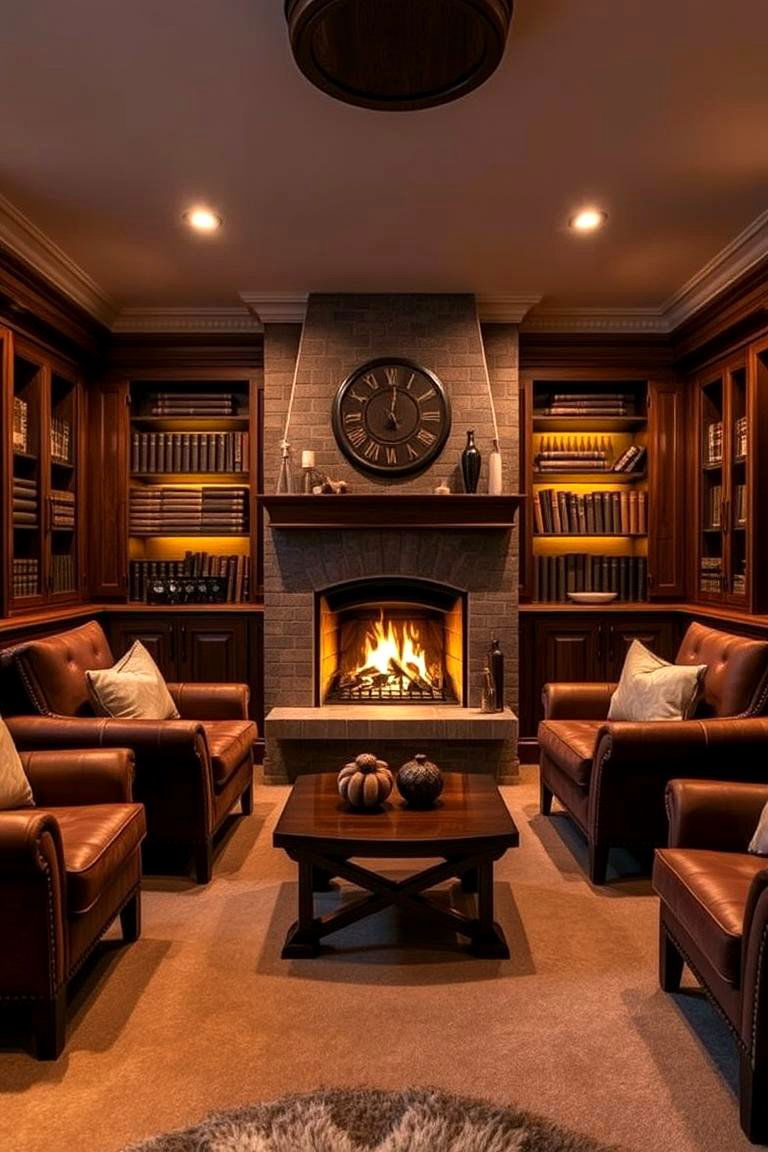 Cozy Fireplace Cigar Sanctuary - 24 Cigar Room Ideas