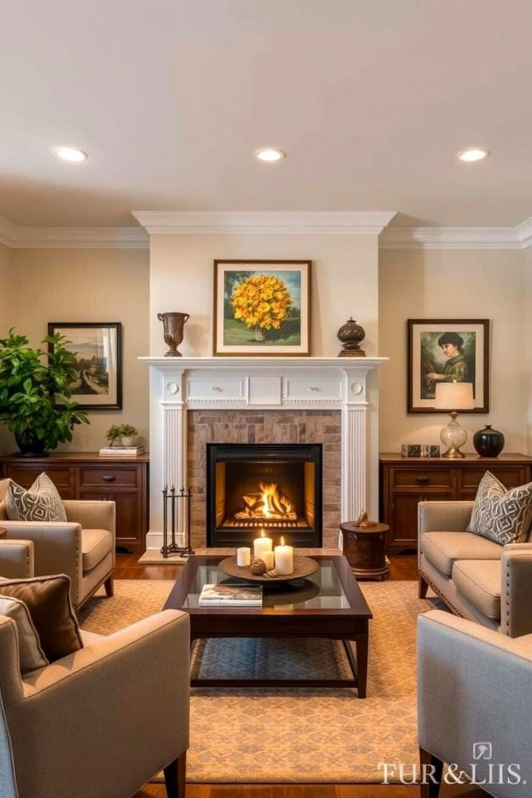 Cozy Fireplace Focus - 24 Pottery Barn Living Room Ideas