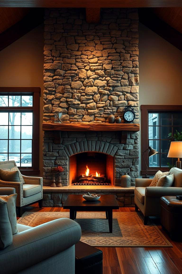 Cozy Fireplace Focus - 24 Cabin Living Room Ideas