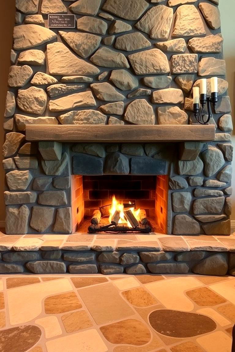 Cozy Flagstone Fireplace - 24 Stone Fireplace Ideas