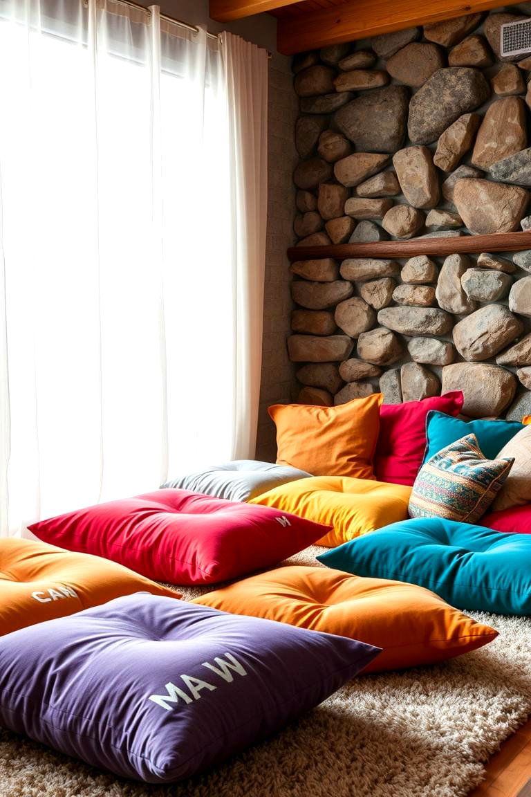 Cozy Floor Cushion Ensemble - 24 Man Cave Seating Ideas