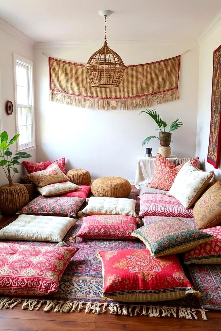 Cozy Floor Cushion Haven - 24 Boho Meditation Room Ideas