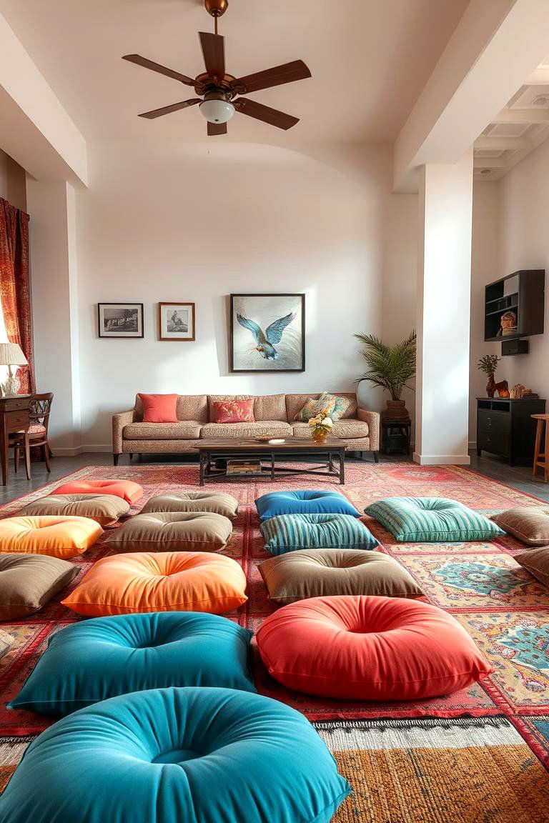 Cozy Floor Cushions - 24 Hippie Bedroom Ideas