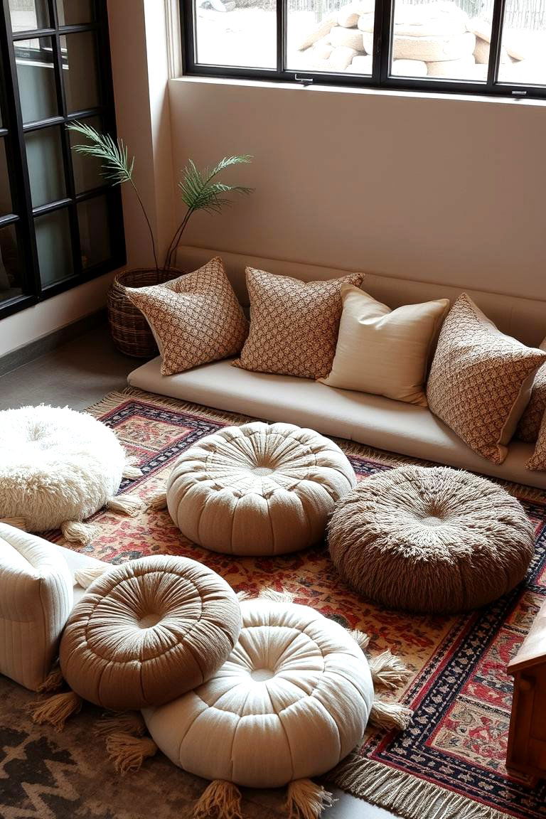 Cozy Floor Seating - 24 Dark Boho Bedroom Ideas
