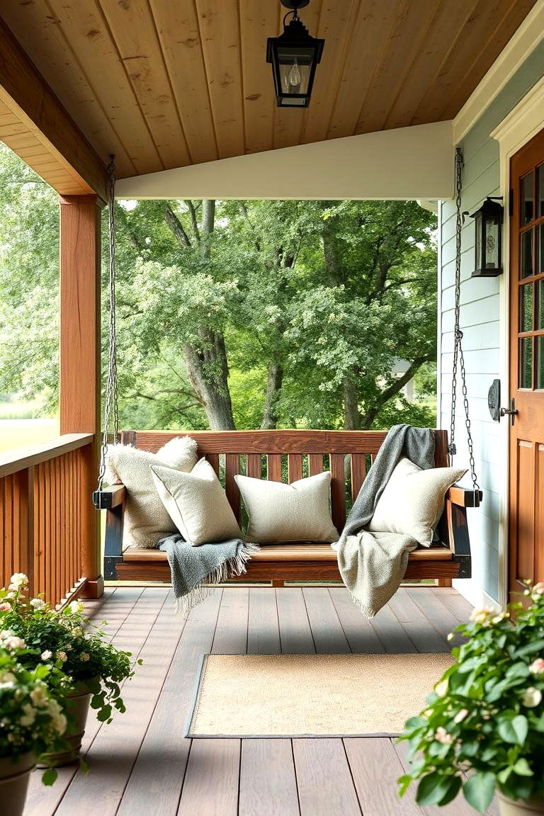 Cozy Front Porch Swing - 24 Farmhouse Porch Ideas