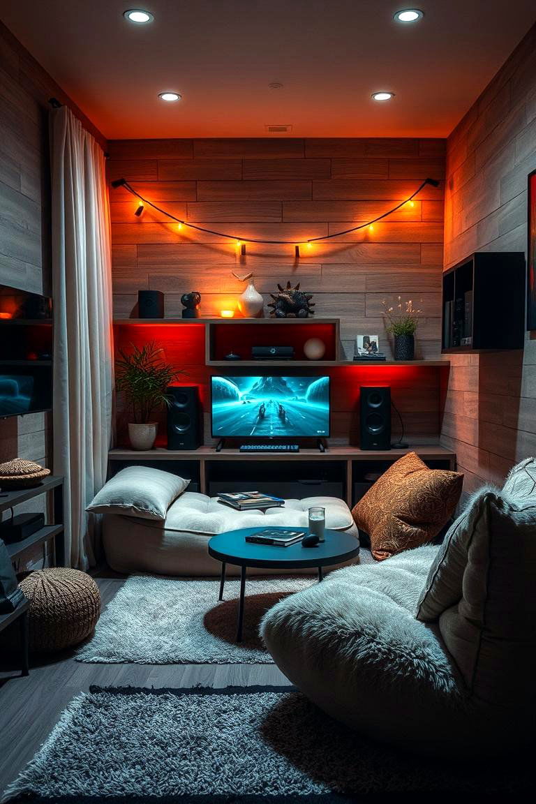 Cozy Gaming Nook with Bean Bag - 24 Boys Gaming Bedroom Ideas
