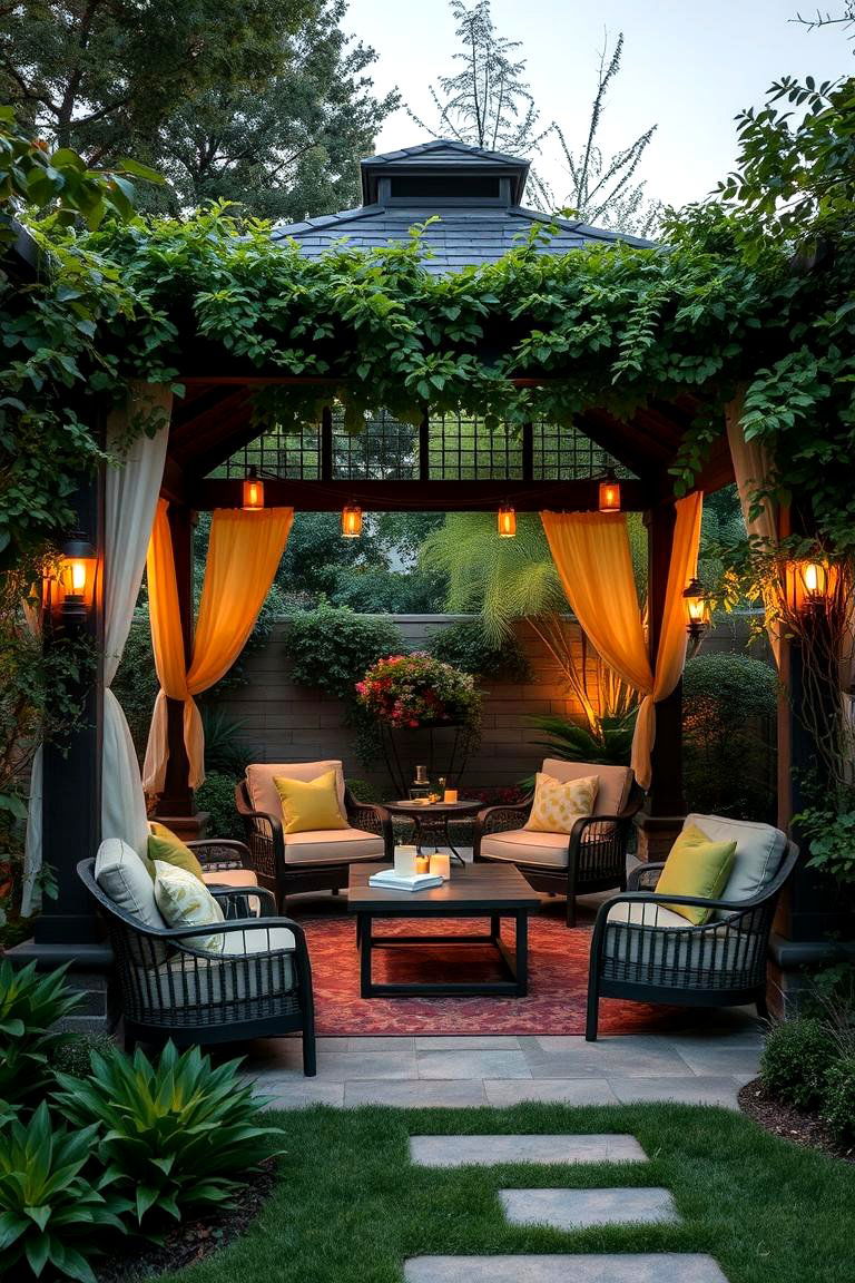 Cozy Garden Pavilion - 24 Outdoor Living Room Ideas