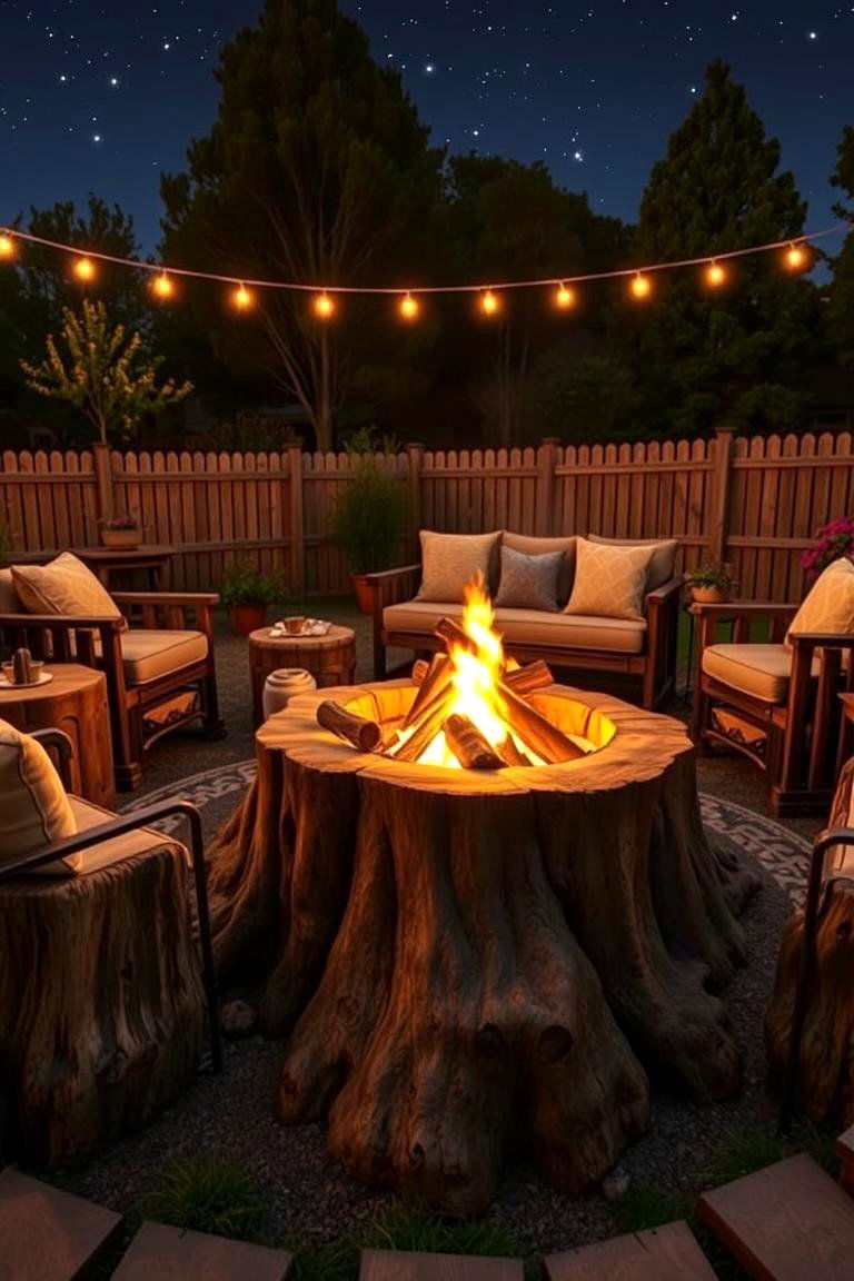 Cozy Gathering Spot - 24 Tree Stump Fire Pit Ideas
