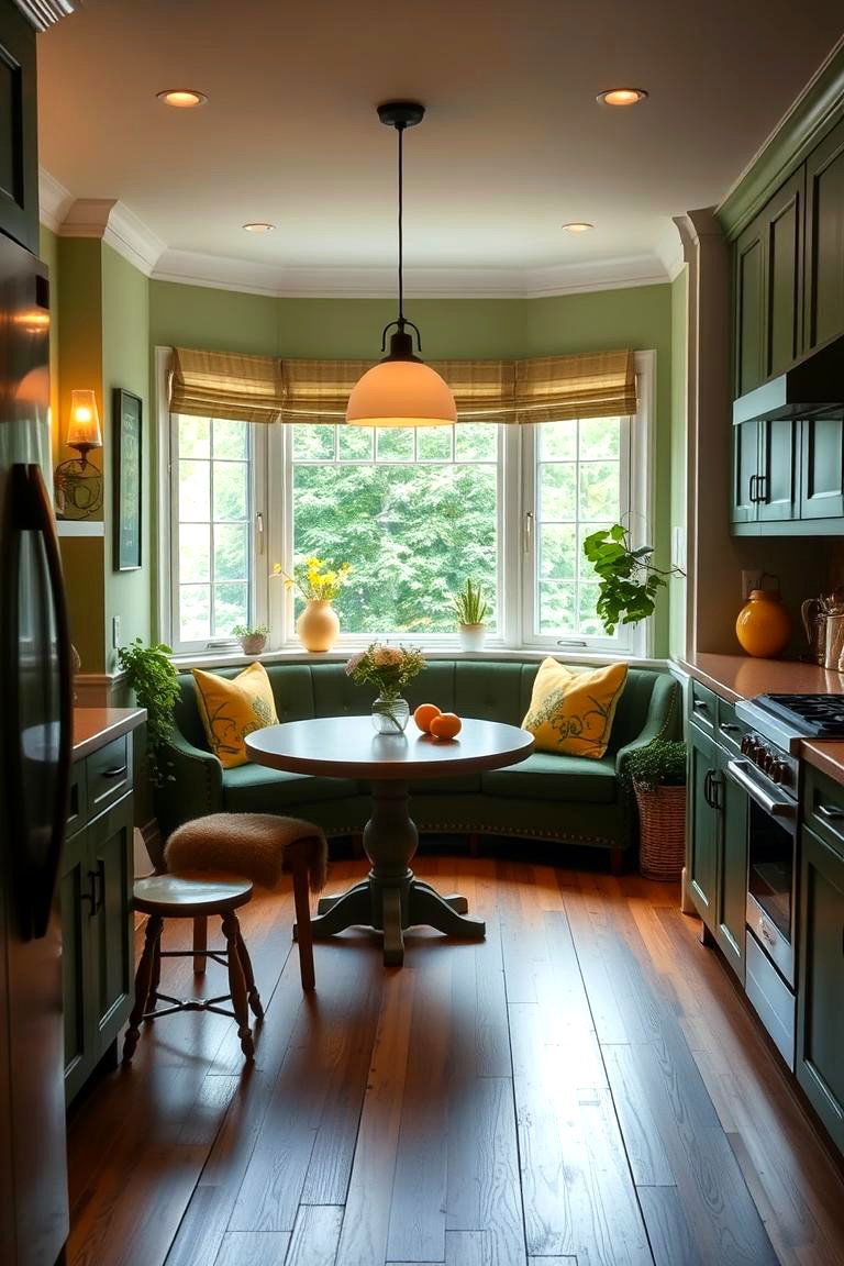 Cozy Green and Yellow Breakfast Nook - 24 Green and Yellow Kitchen Ideas
