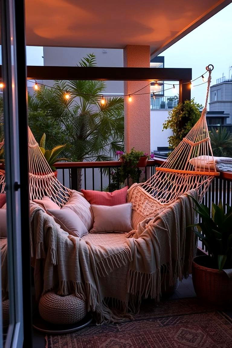 Cozy Hammock Corner - 24 Balcony Ideas