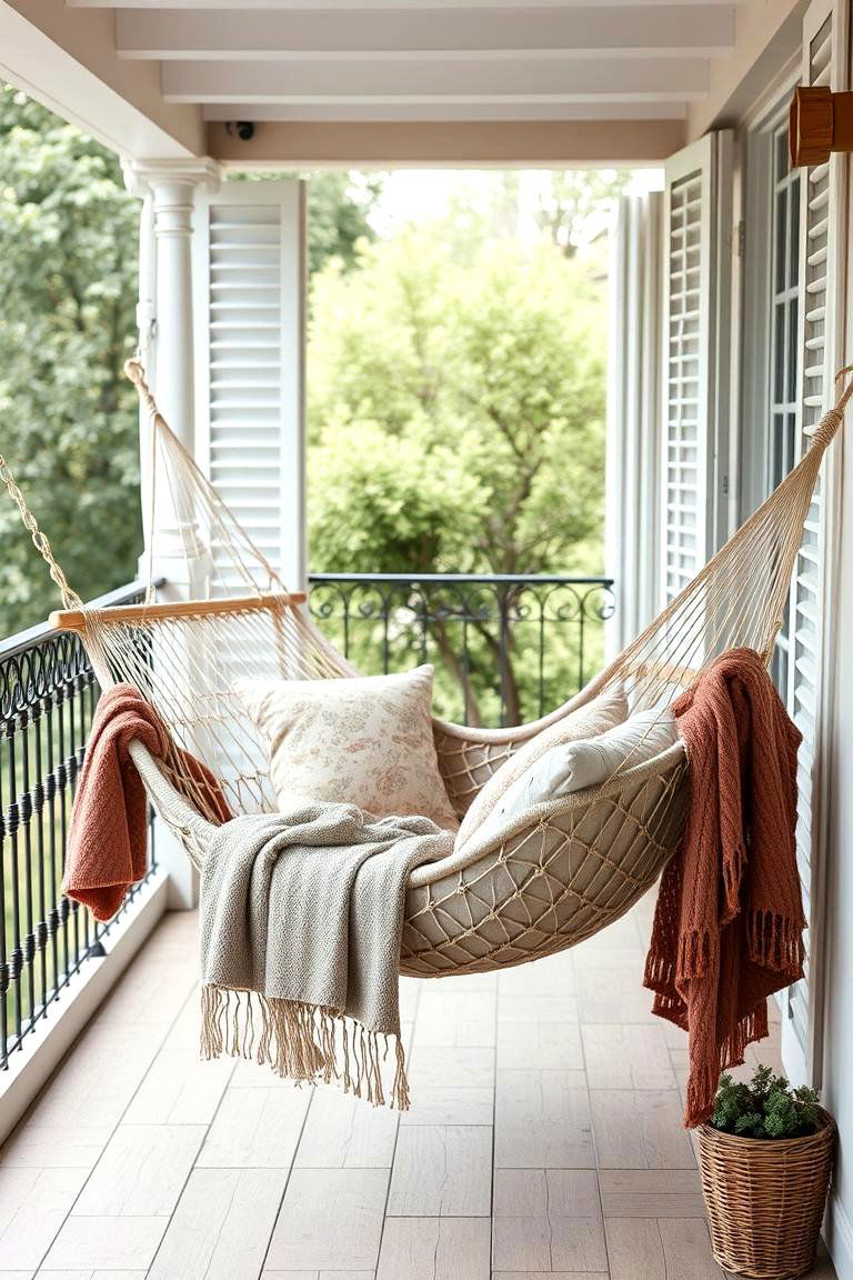 Cozy Hammock for Relaxation - 24 French Balcony Ideas
